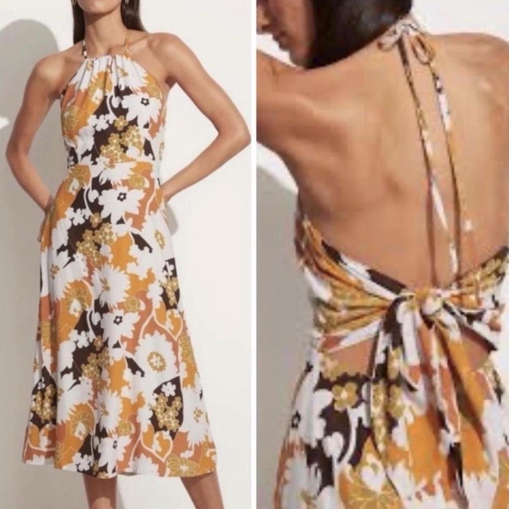 FAITHFULL THE BRAND Taormina Halter Neck Midi Dress In Floral size Xl